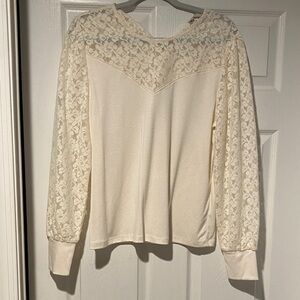 LOFT Cream Lace Detail Blouse
